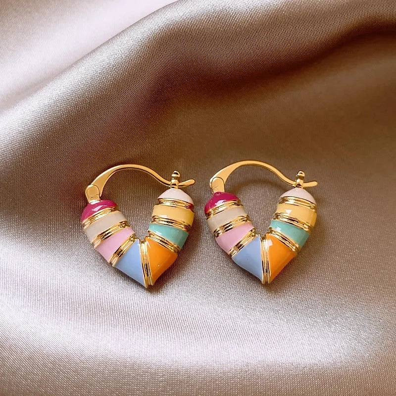 Multicolor Hearthoop Earring