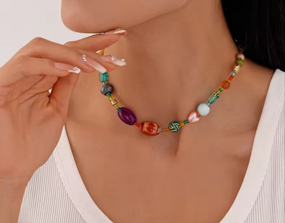 Glass Multicolor Ball Necklace