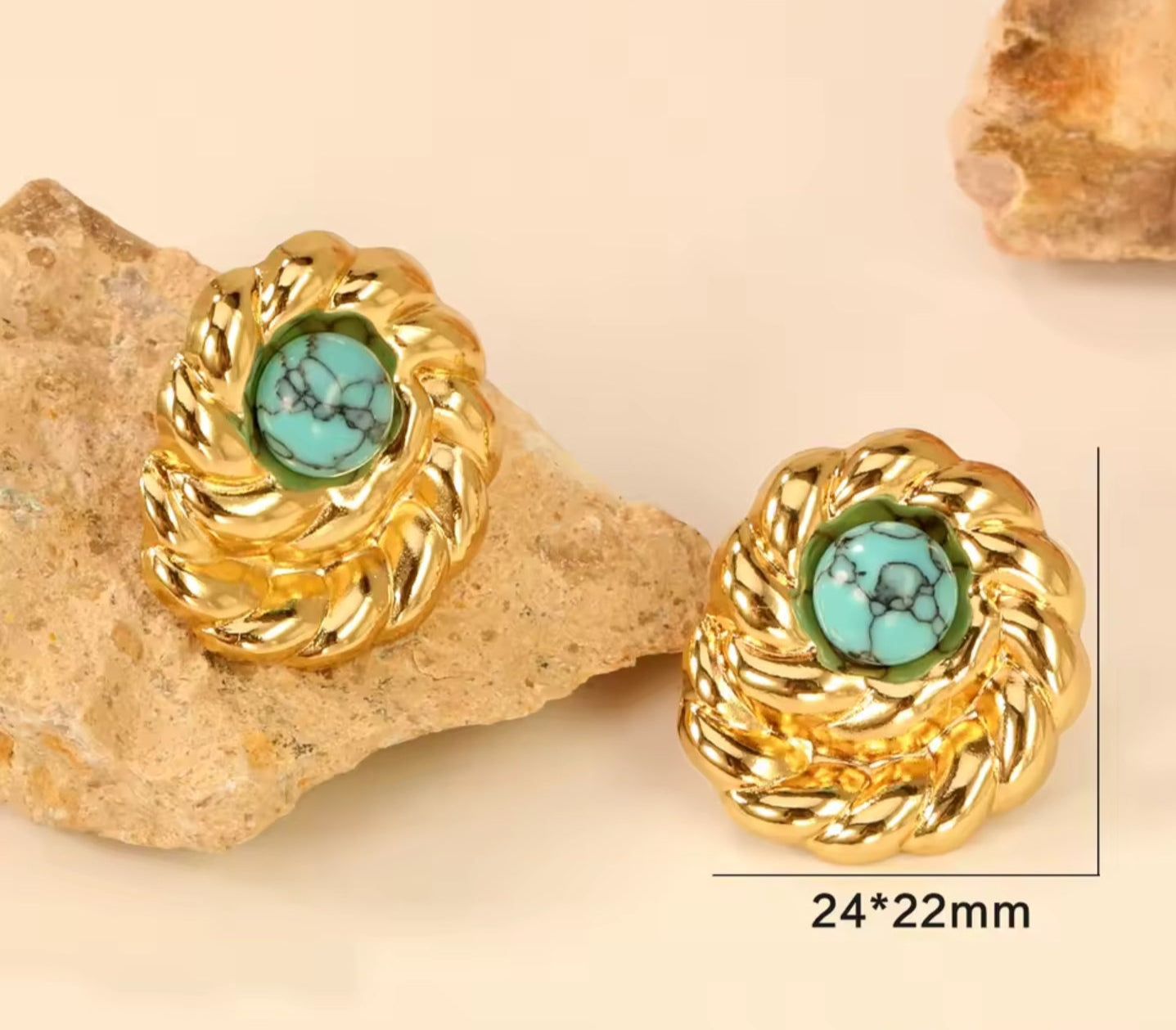 Espiral Stone Gold Earring