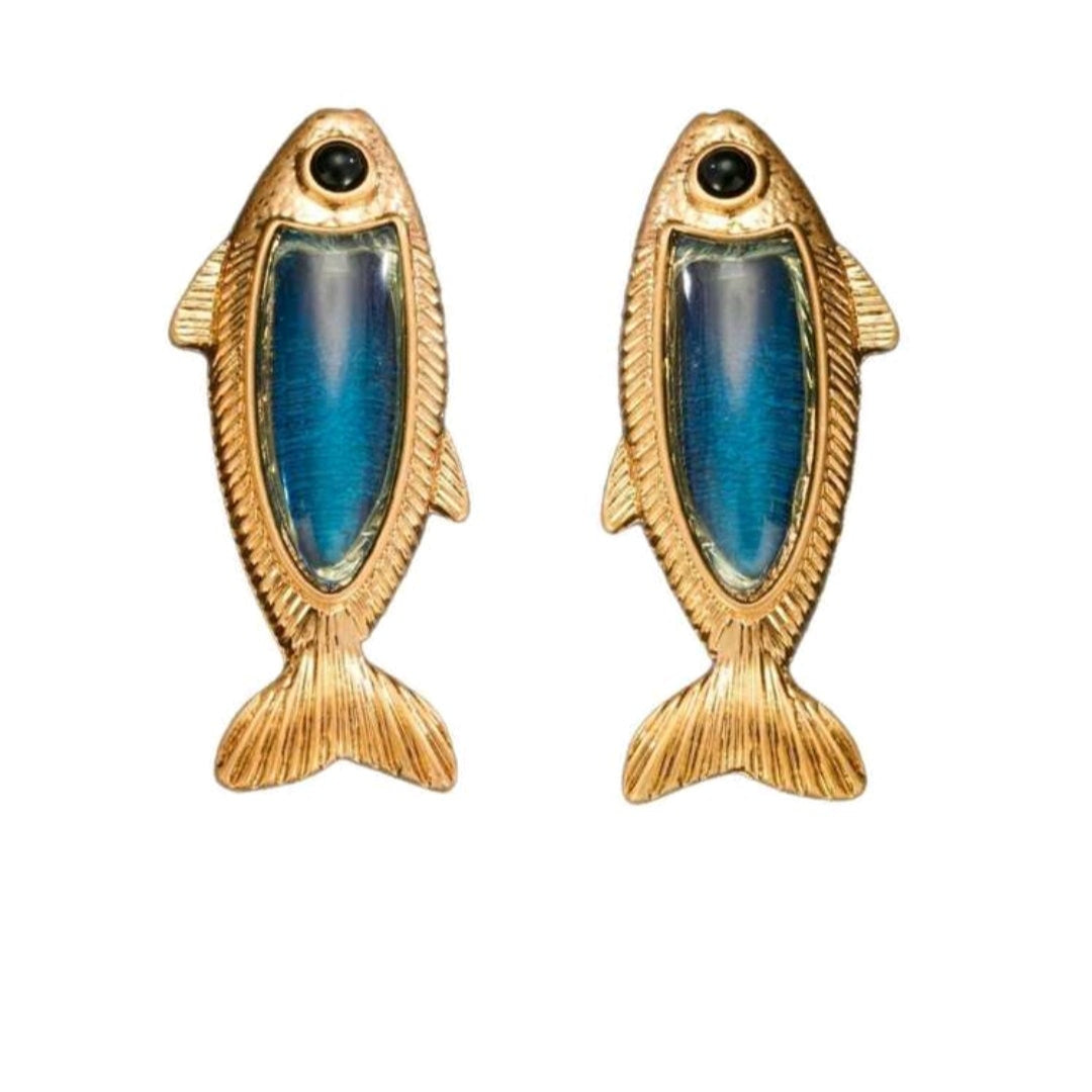 Blue Fish Earring