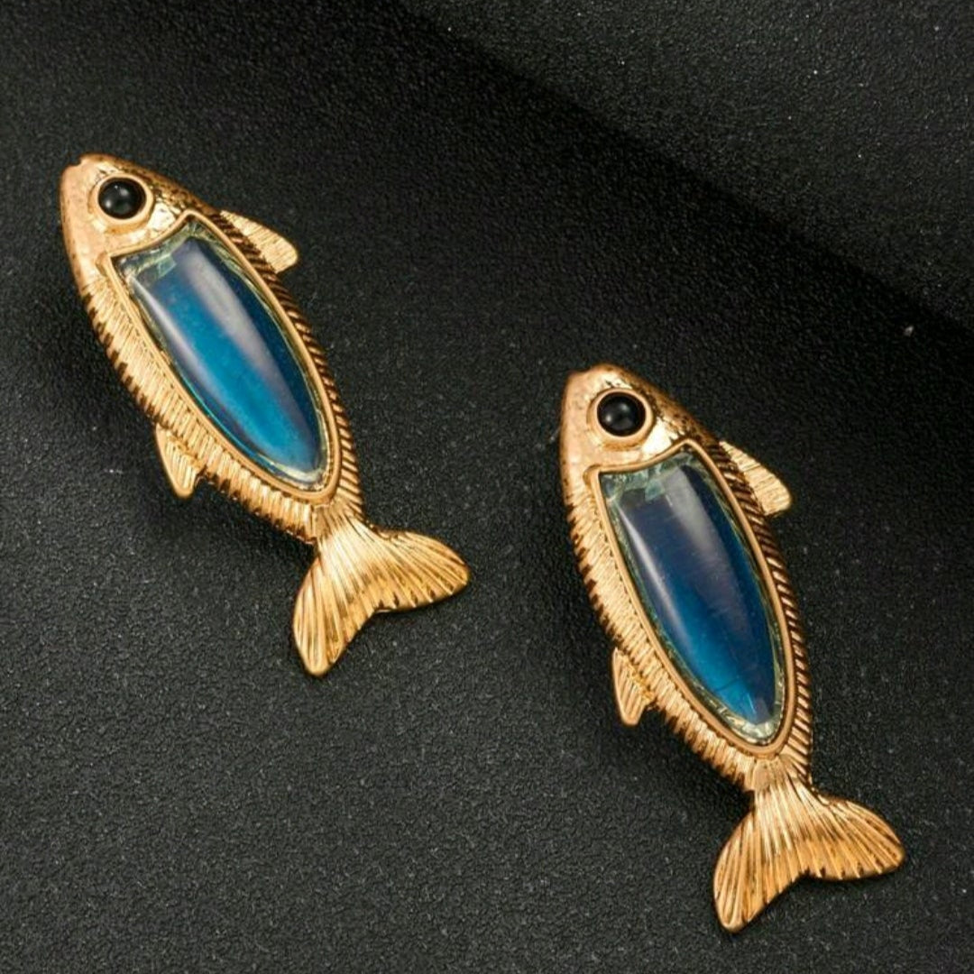 Blue Fish Earring