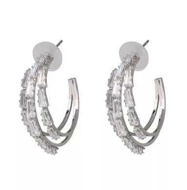 Triple Hoop Cristal Earring