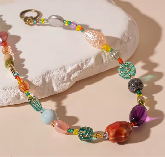 Glass Multicolor Ball Necklace