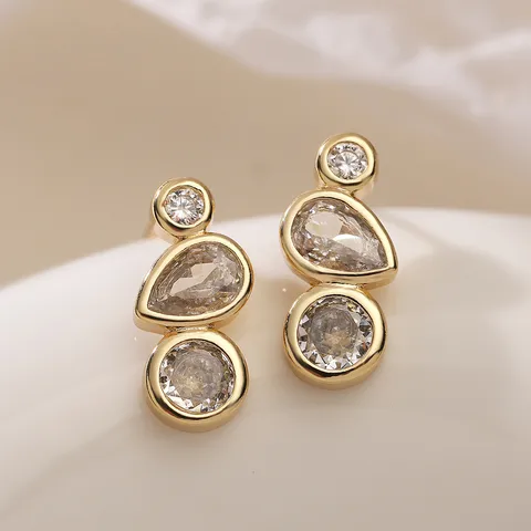 Triple Gold Dot Earring